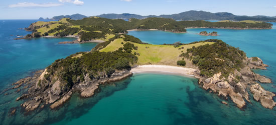 Aerial colpo di Urapukapuka Island, Nuova Zelanda