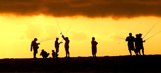 Silhouette dei pescatori