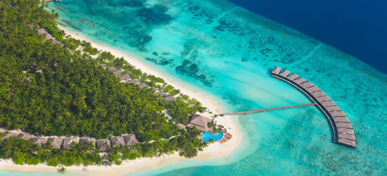 Veduta aerea di un Tropical Resort, Maldives