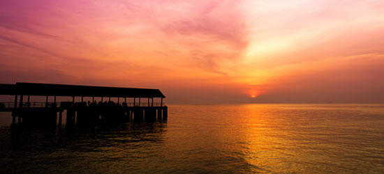 Pier al tramonto, Isole Tioman